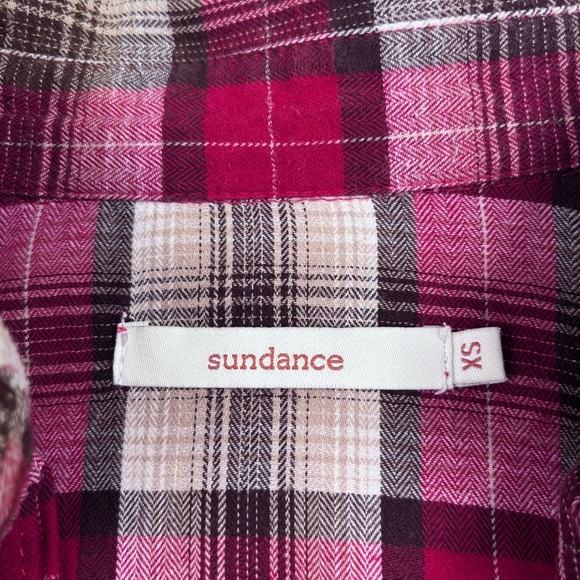 Sundance Women’s XS Oversized A-Lined Wide Sleeve Lightweight Plaid V-Neck Top - Picture 5 of 14